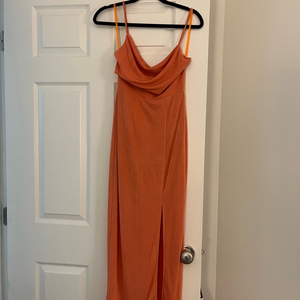 Hello Molly Orange Cowl Neck Maxi Dress